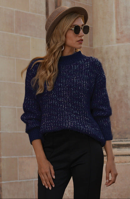 Round Neck Bright Sweater Soft Lamb hair