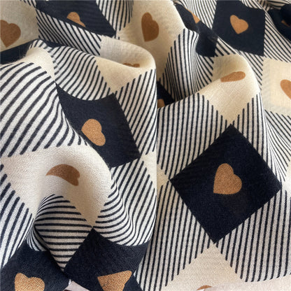 Chessboard Plaid Scarf High-Grade Cotton Linen Shawl