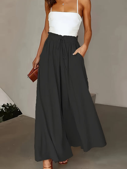 Casual Wide Leg Drawstring Pants – Long Length