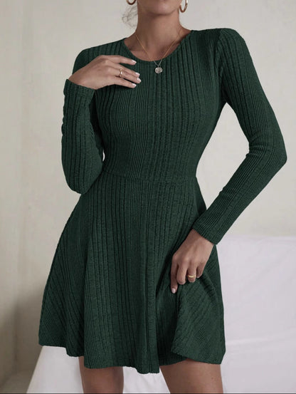 Elegant Ribbed Knit Dress Casual