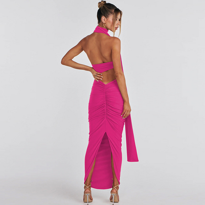 Backless Tube Top & Pleated Skirt Set Two-Piece