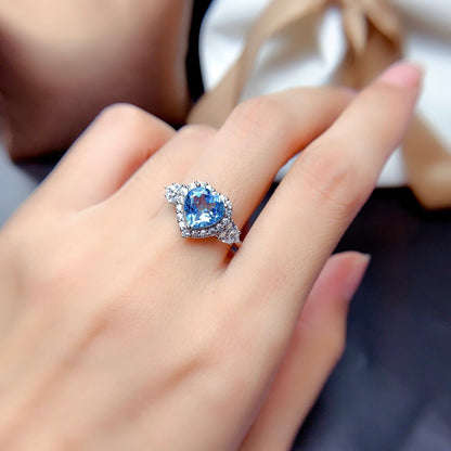 Topaz Blue Ring & Eardrop Set Pendant