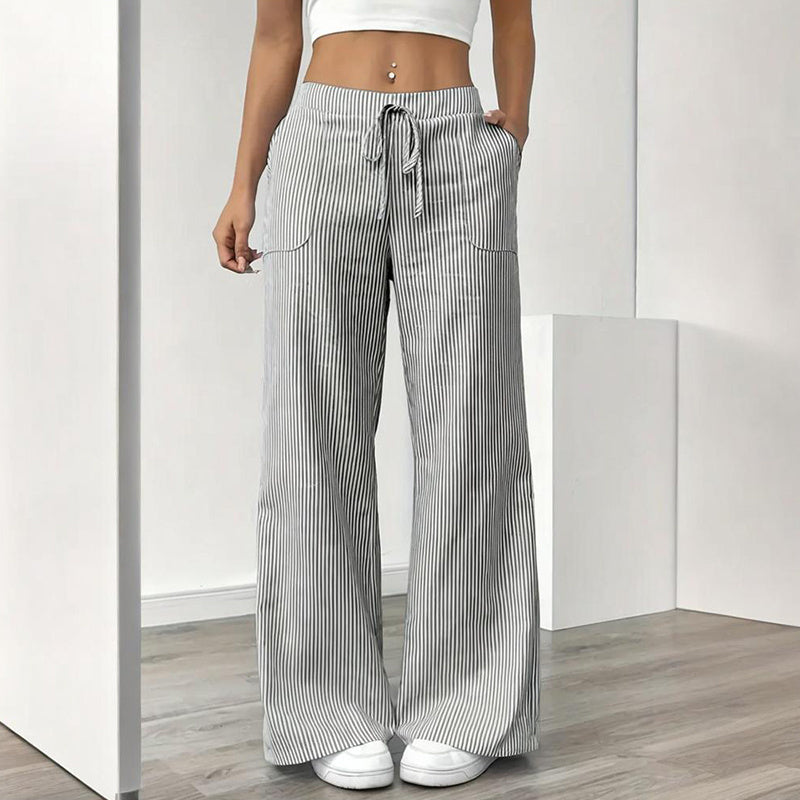 Striped Wide Leg Drawstring Pants – Summer Comfort Relax