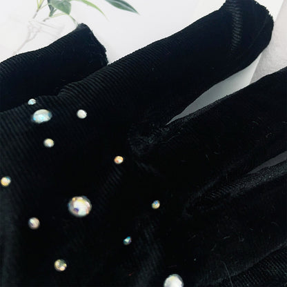 Warm Gold Velvet Winter Gloves