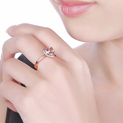 Gold Orange Diamond Heart Shaped Ring