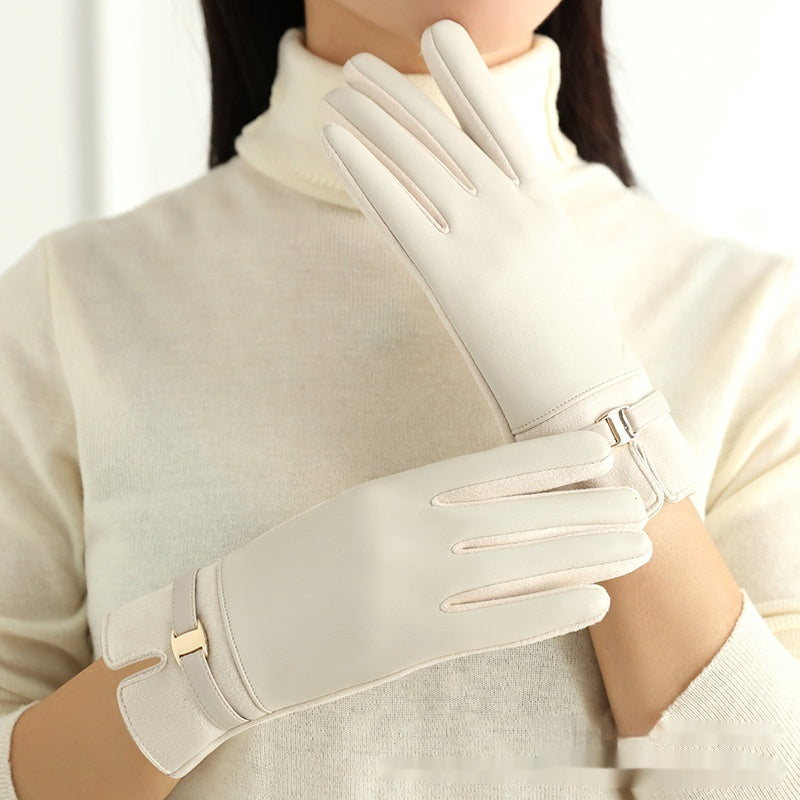 Personality Fleece-Lined leather Winter Gloves