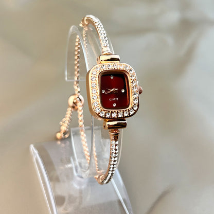 Diamond Square Watch Elegant Wristwatch