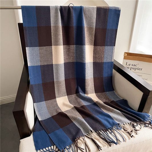 Thickened Warm Plaid Scarf Cozy Winter