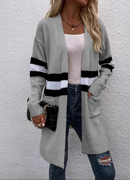 Striped Loose Casual Knit Cardigan