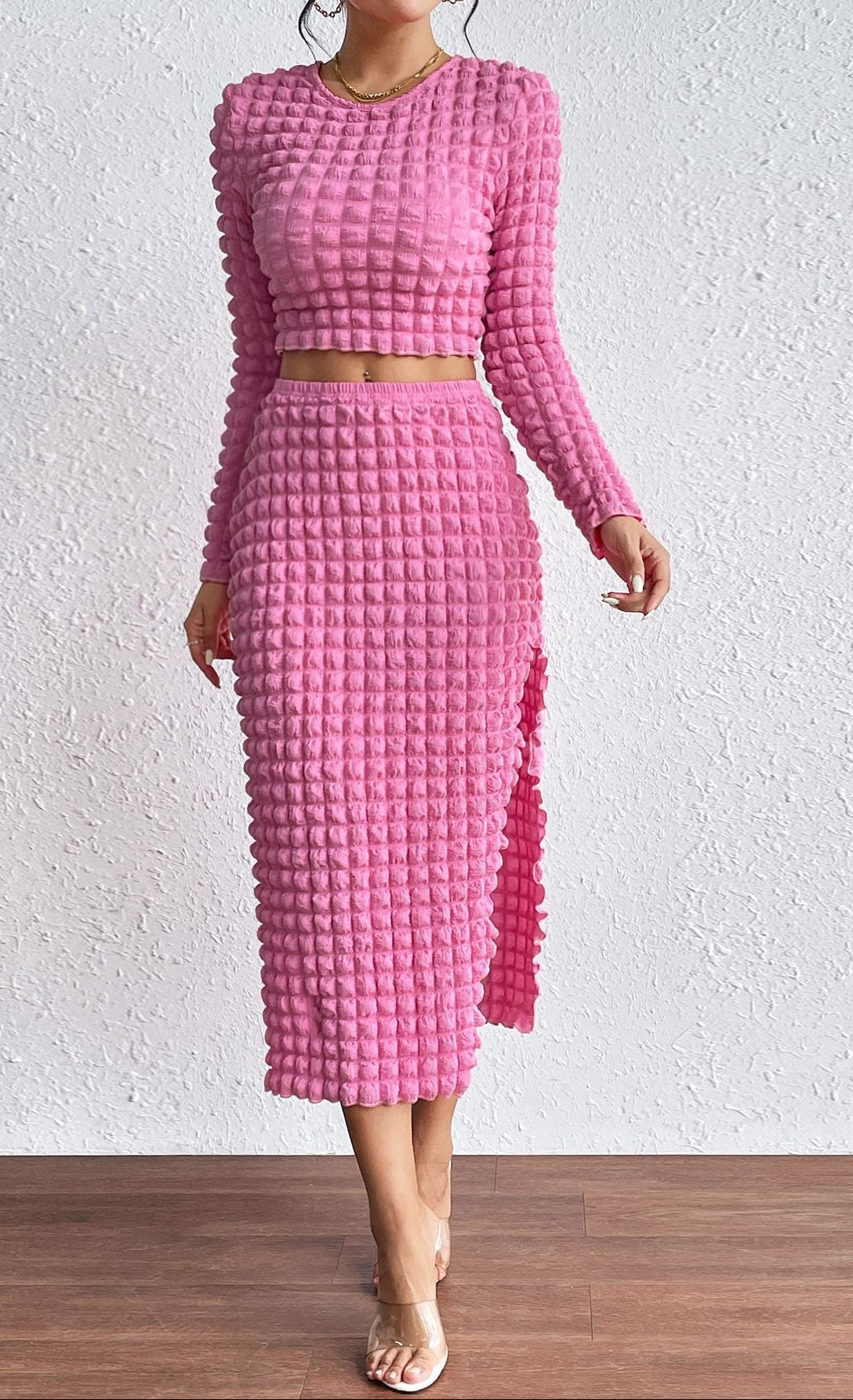Two-Piece Set Side-Slit Long Skirt Suit