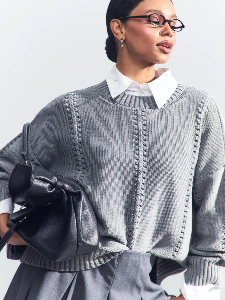 Loose Round Neck Sweater Casual Idle Style Knit