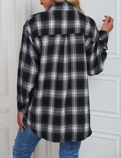 Plaid Long Sleeve Pocket Button Shirt