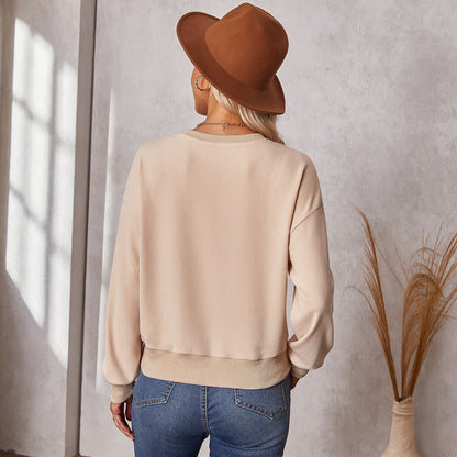 Solid Color Round Neck Knit Sweater