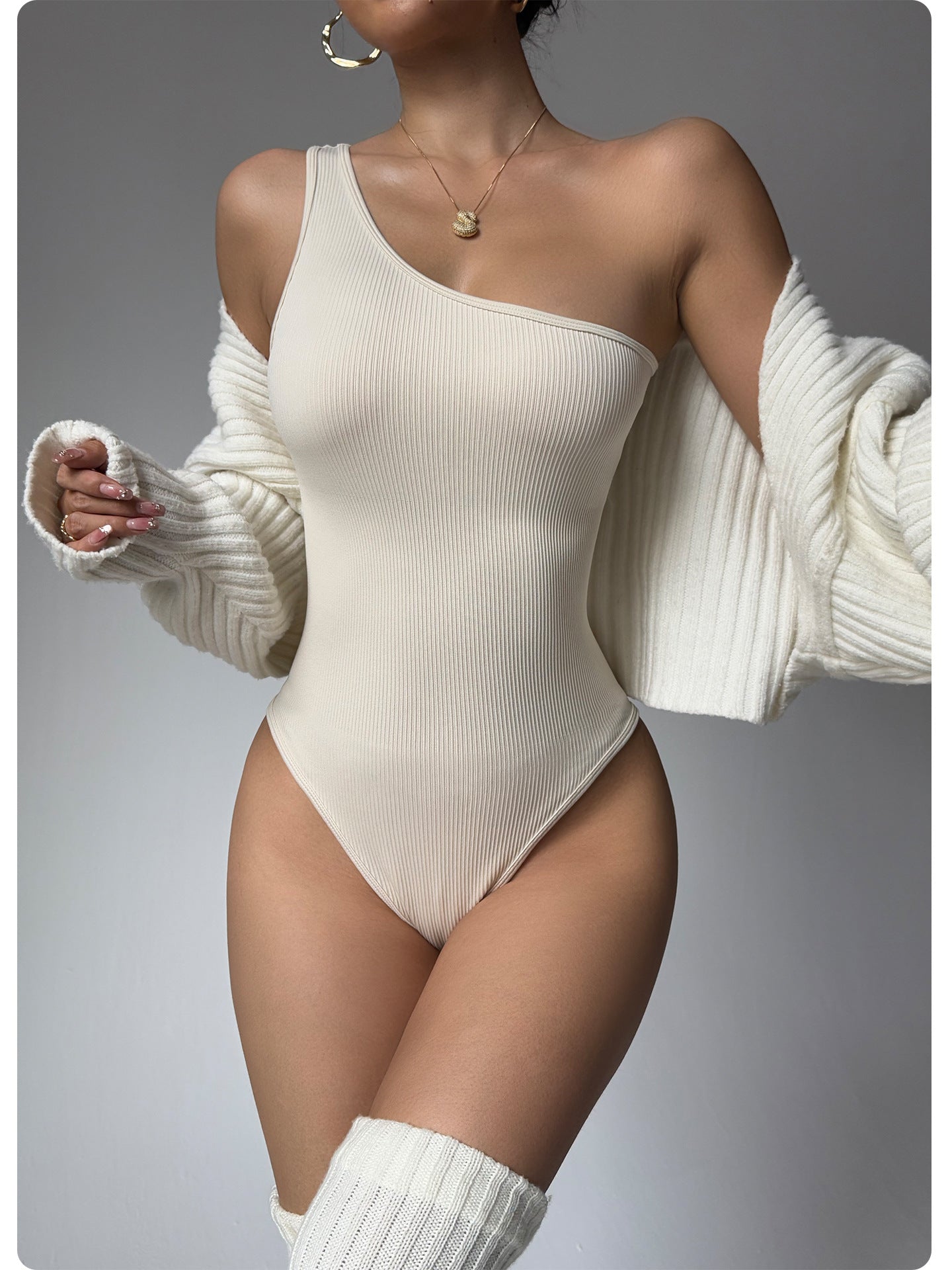 One-piece One-shoulder Fitness Seamless Yoga Bodysuit