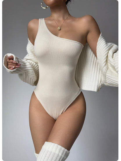 One-piece One-shoulder Fitness Seamless Yoga Bodysuit
