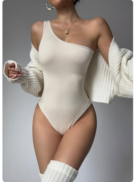 One-piece One-shoulder Fitness Seamless Yoga Bodysuit