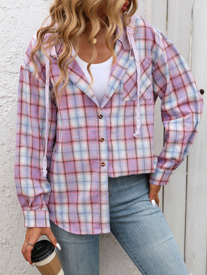 Loose Fit Plaid Button Down Shirt