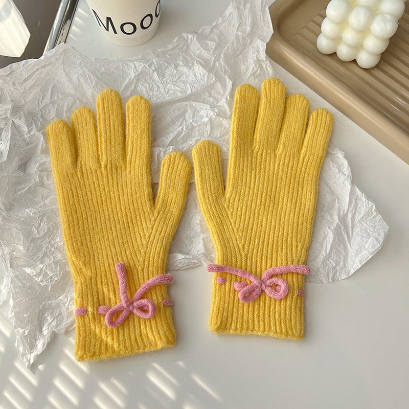 Bow Knit Warm Winter Gloves
