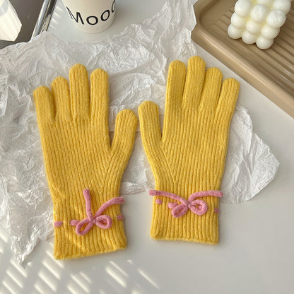 Bow Knit Warm Winter Gloves