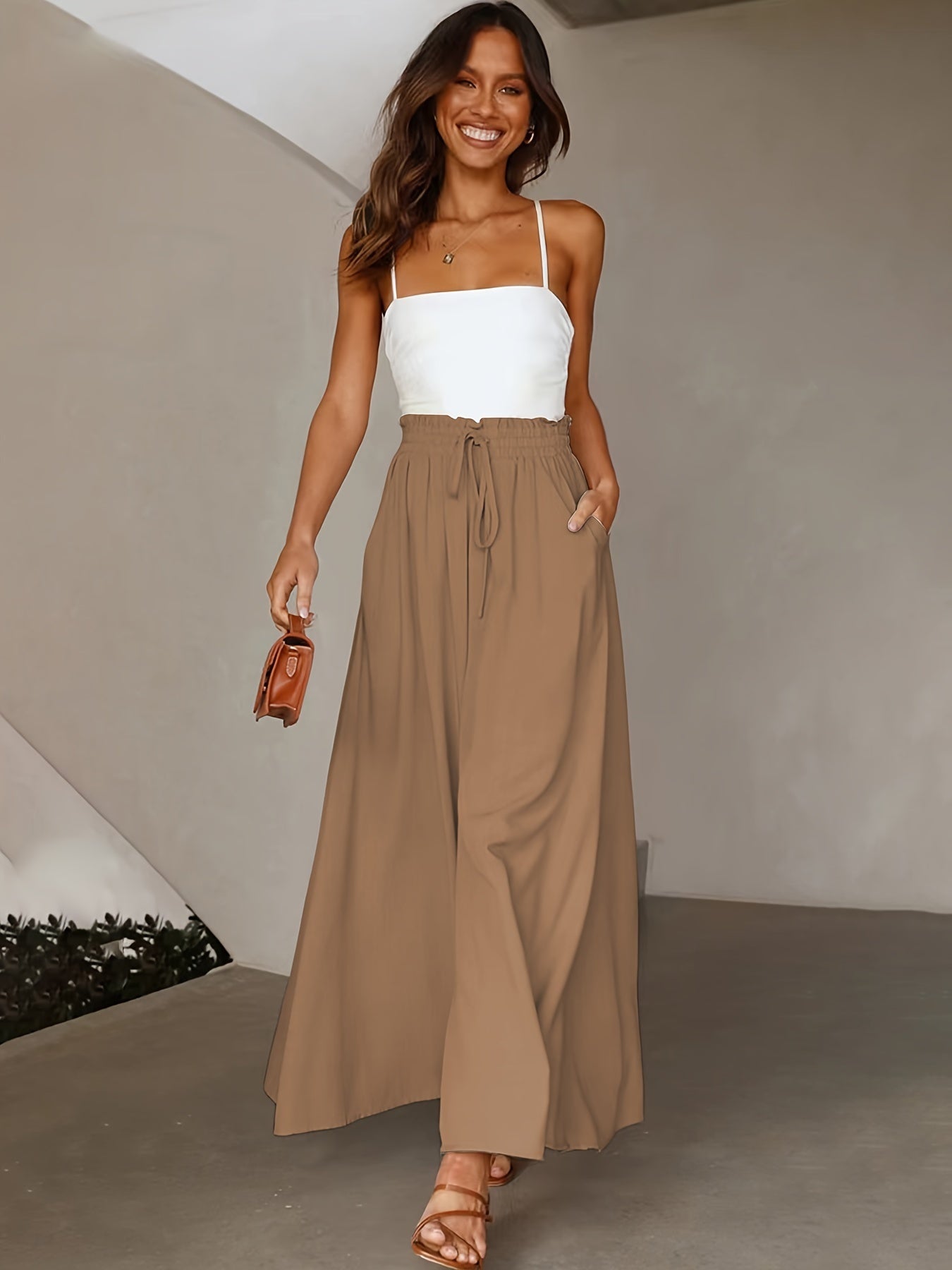 Casual Wide Leg Drawstring Pants – Long Length