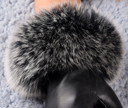 Sheepskin Fleece-Lined Warm Leather Winter Gloves