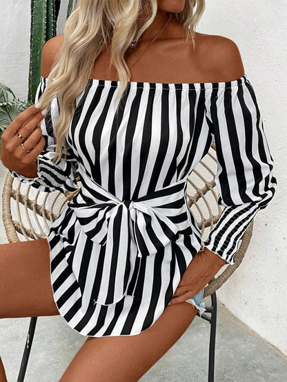 Off-Shoulder Lantern Sleeve Shirt Top
