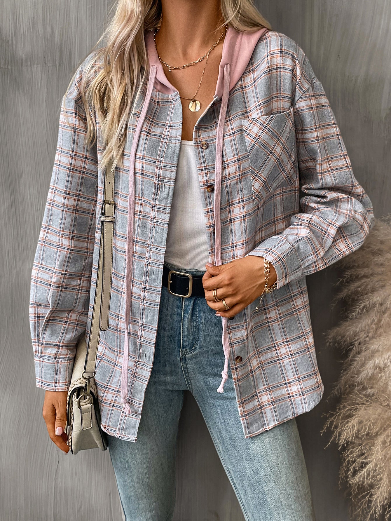 Loose Fit Plaid Button Down Shirt