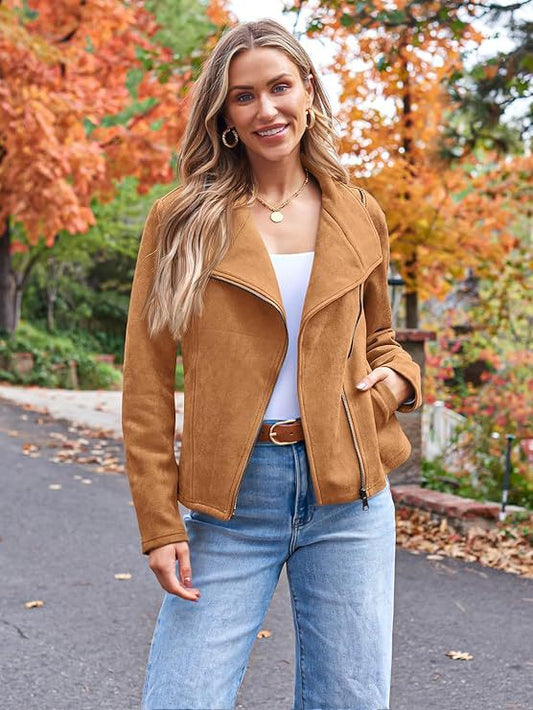Fashion Casual Short Motorcycle Suede Jacket