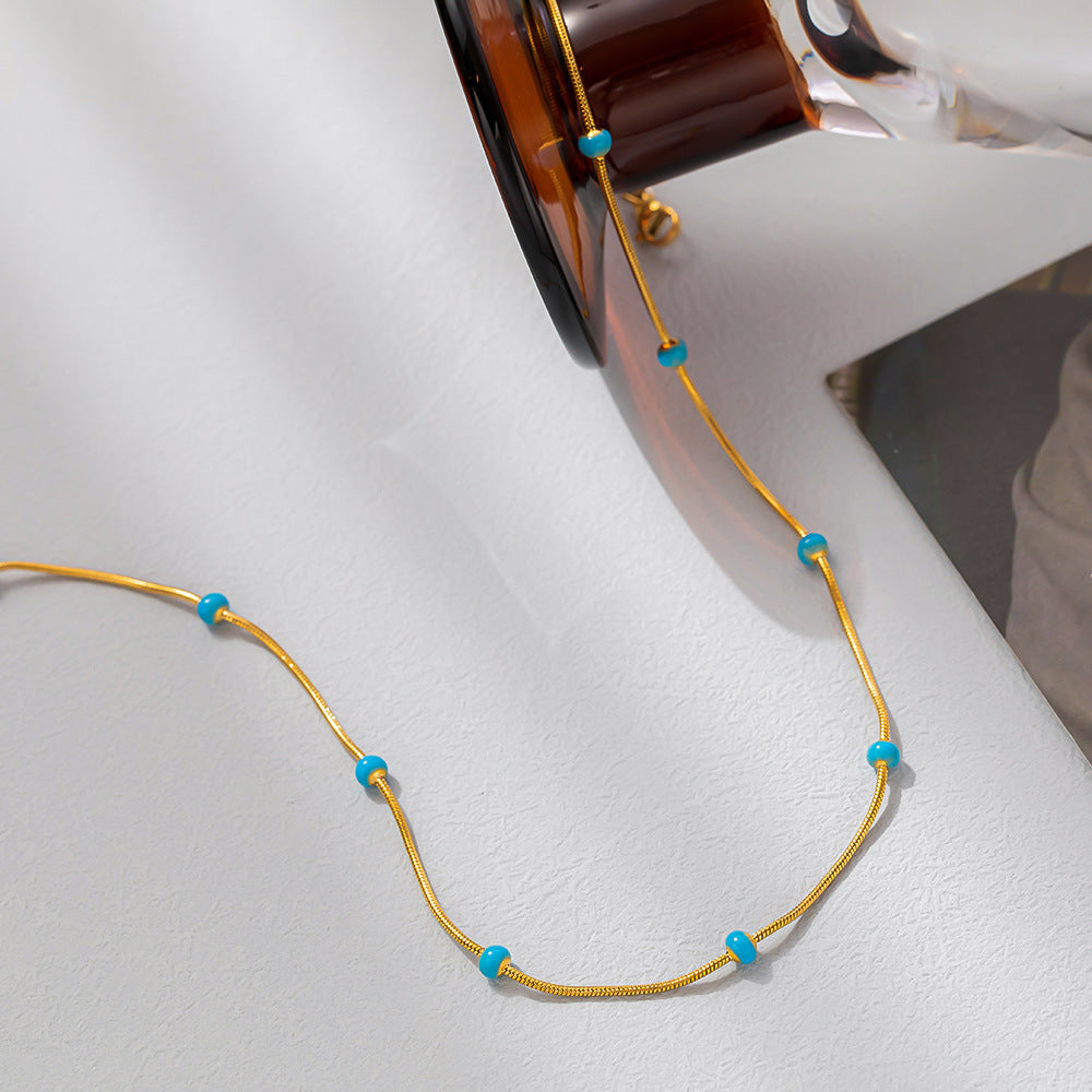 Green Pearl Snake Chain Necklace – INS-Inspired Style