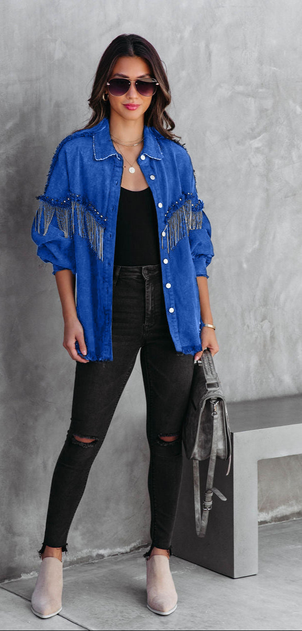 Heavy Chain Rivet Jacket Street Single-Breasted