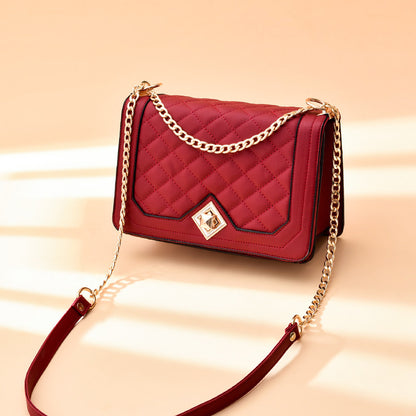 Small PU Motorcycle Shell Bag – Embroidered Handbag with Chain Stra"