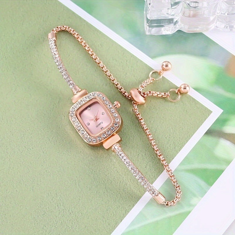 Diamond Square Watch Elegant Wristwatch