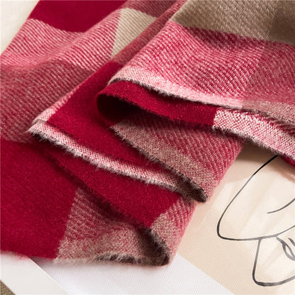 Thickened Warm Plaid Scarf Cozy Winter