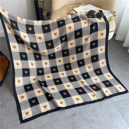 Chessboard Plaid Scarf High-Grade Cotton Linen Shawl