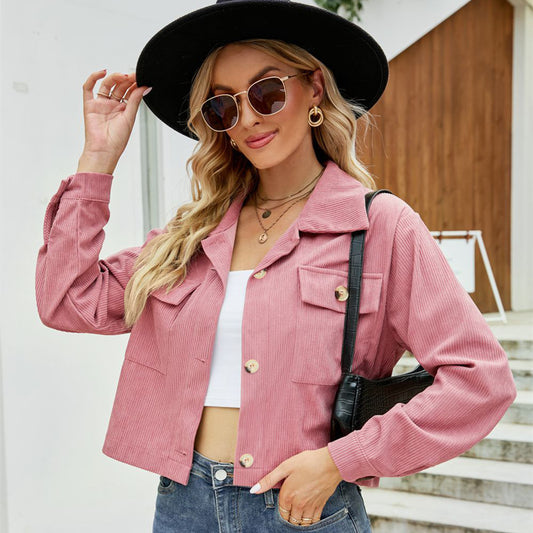 Corduroy Shirt Long Sleeve Short Jacket