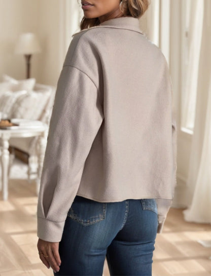 Essence Drop Shoulder Overcoat Button Front Flap Pocket