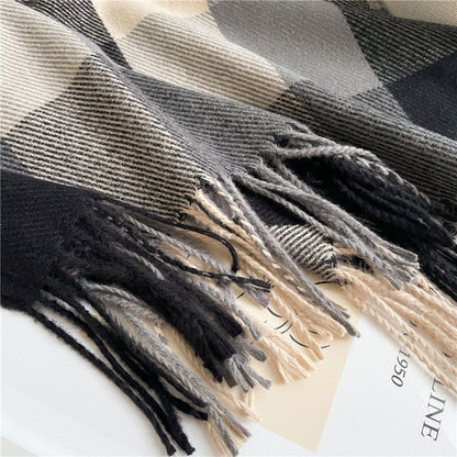 Thickened Warm Plaid Scarf Cozy Winter