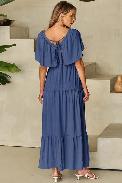 Waist-Tight Frill Short Sleeve Dress