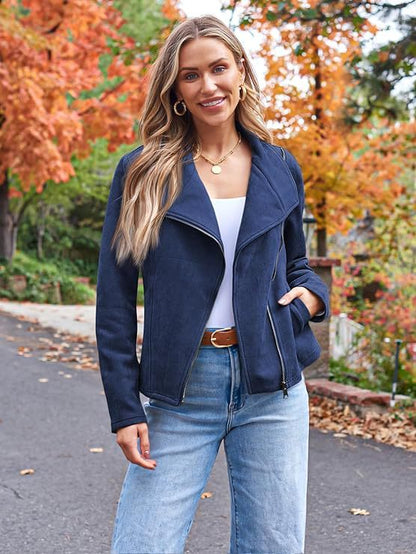 Fashion Casual Short Motorcycle Suede Jacket