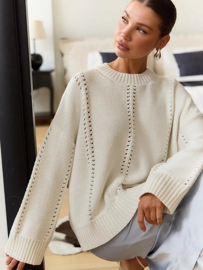 Loose Round Neck Sweater Casual Idle Style Knit