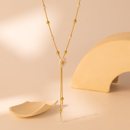 Flower Asymmetric Tassel Pendant Necklace