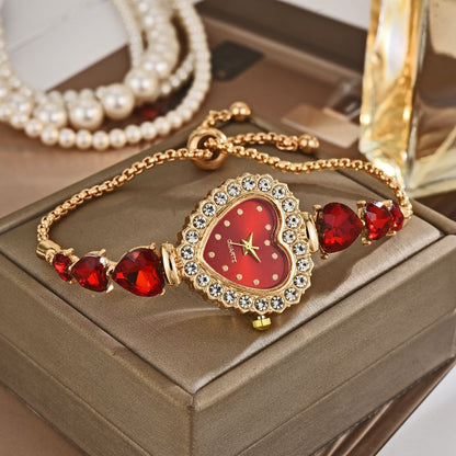 Heart-Shaped Quartz Watch Exquisite Cute Casual