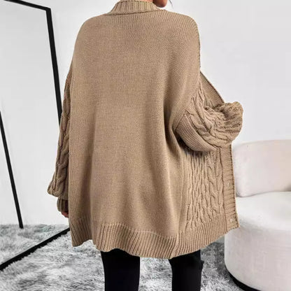 Single-Breasted V-Neck Sweater Coat Long Sleeve Knit Cardigan