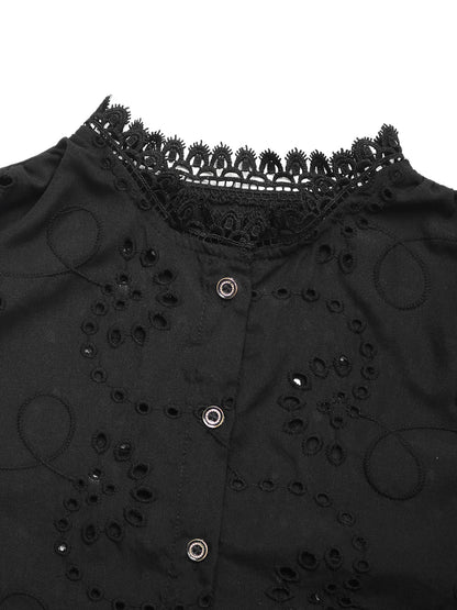 Solid Color Elegant Lace Stitching Blouse