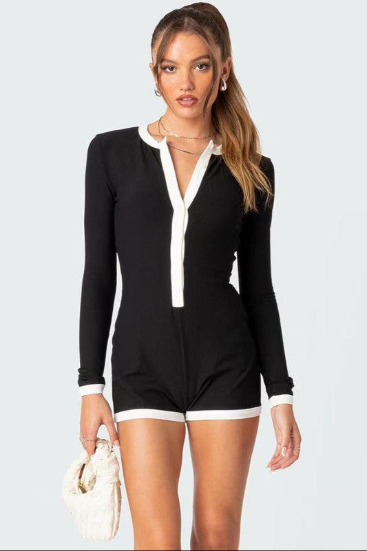 Hip-Raise Long-Sleeve Jumpsuit