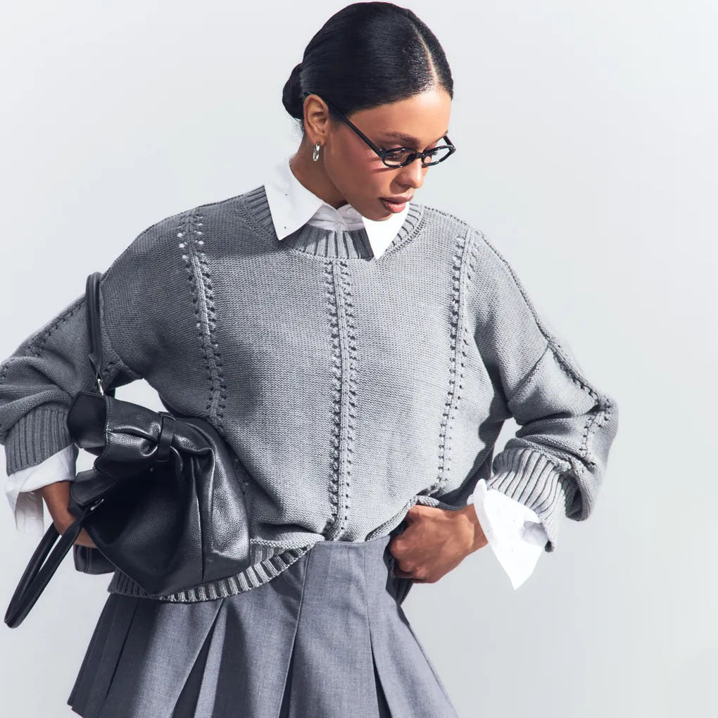 Loose Round Neck Sweater Casual Idle Style Knit