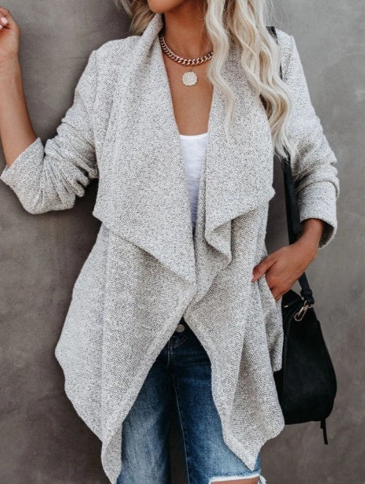 Mid-Length Windbreaker Jacket Autumn Winter Pocket Draped