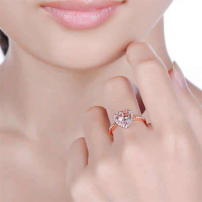 Gold Orange Diamond Heart Shaped Ring