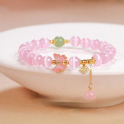 Ruyi Butterfly Pink Cat Eye Bracelet Elegant