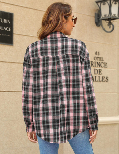 Plaid Long Sleeve Pocket Button Shirt